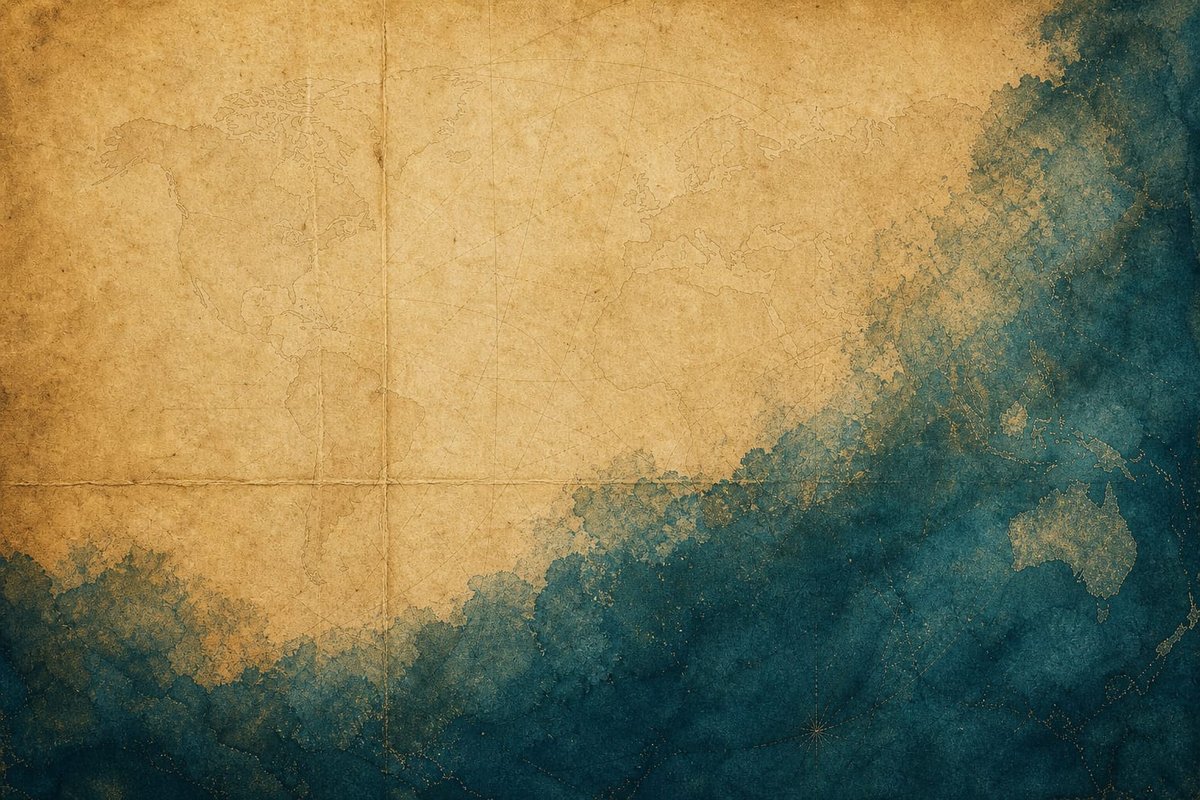 Aged document with faint cartographic lines and ink stains